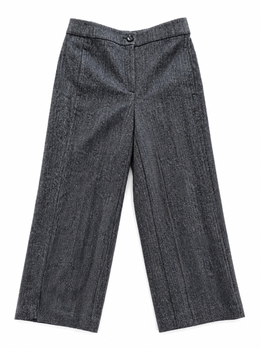 Wide leg herringbone pants